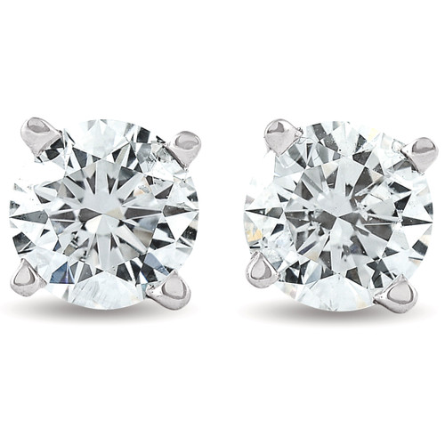 1.25 ct Solitaire Diamond Stud 4 Prong Earrings 14K White Gold Enhanced (F-G, SI)