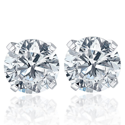 1/2 cttw Round Brilliant Cut Diamond Studs 14K White Gold Enhanced (D-E, SI)