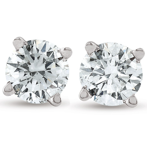 1/2Ct Diamond Screwback Studs Lab Grown Diamond Eco Friendly 14K White Gold (G-H, VS)