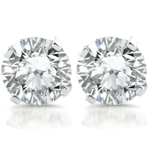 1ct Diamond Studs 14k White Gold Clarity Enhanced (D-E, SI)