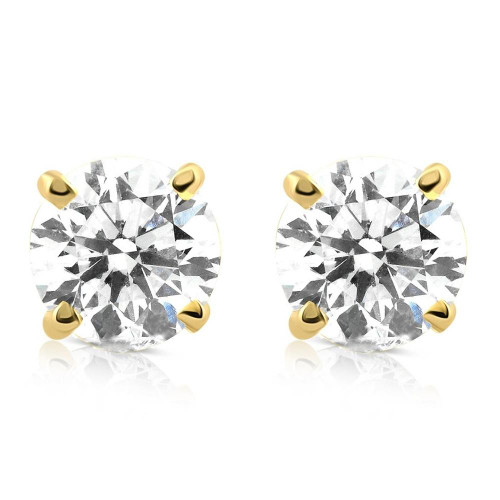 1/2Ct Diamond Screwback Studs Lab Grown Diamond Eco Friendly 14K Yellow Gold (G-H, VS)