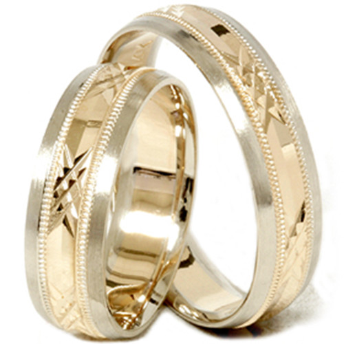 swiss cut matching wedding bands