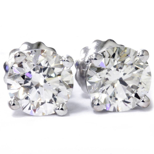 3 Cttw Diamond Studs With Screw Backs 14k White Gold Lab Grown (G-H, VS)