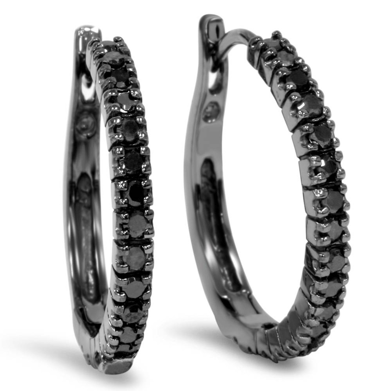 black diamond hoop earrings