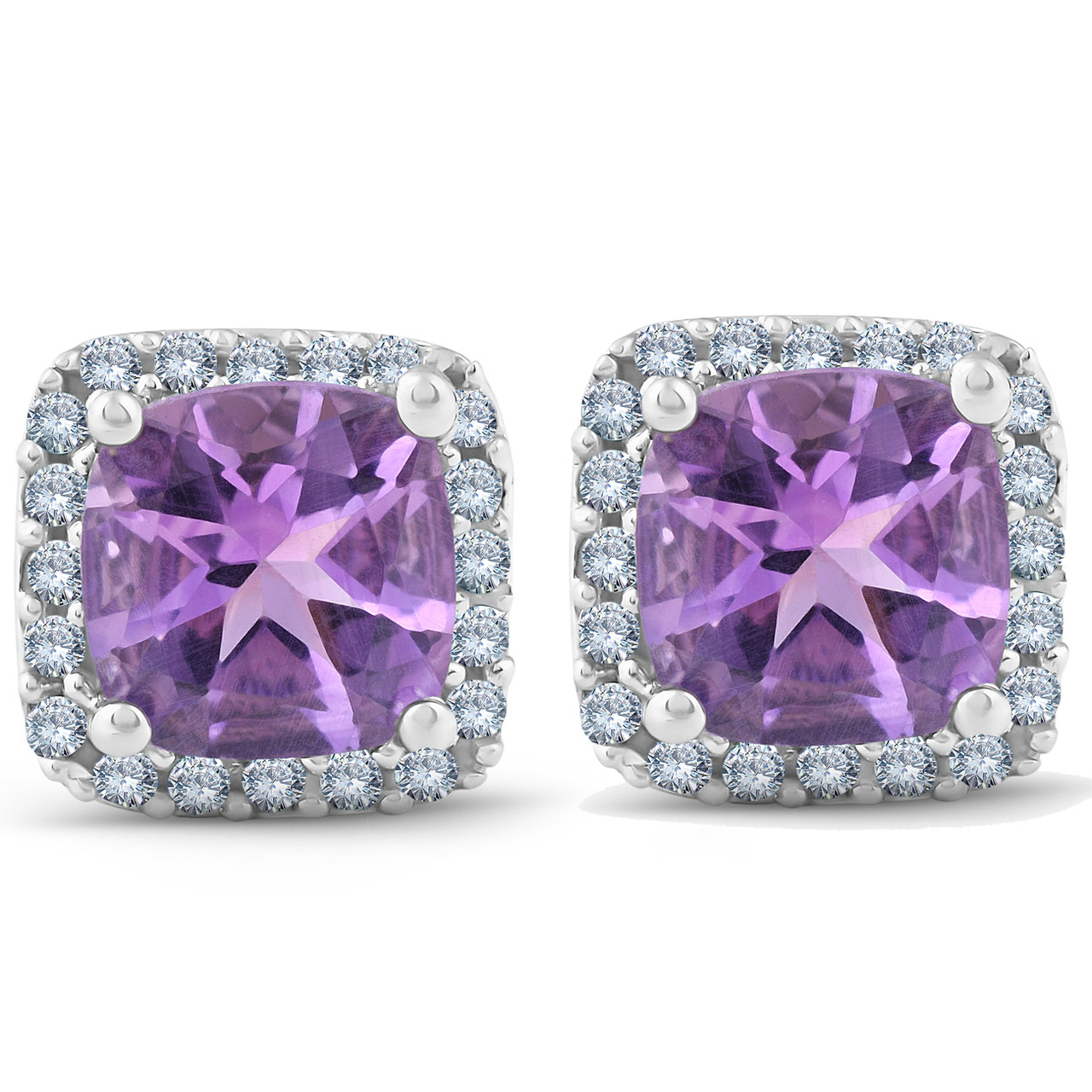 halo amethyst stud earrings