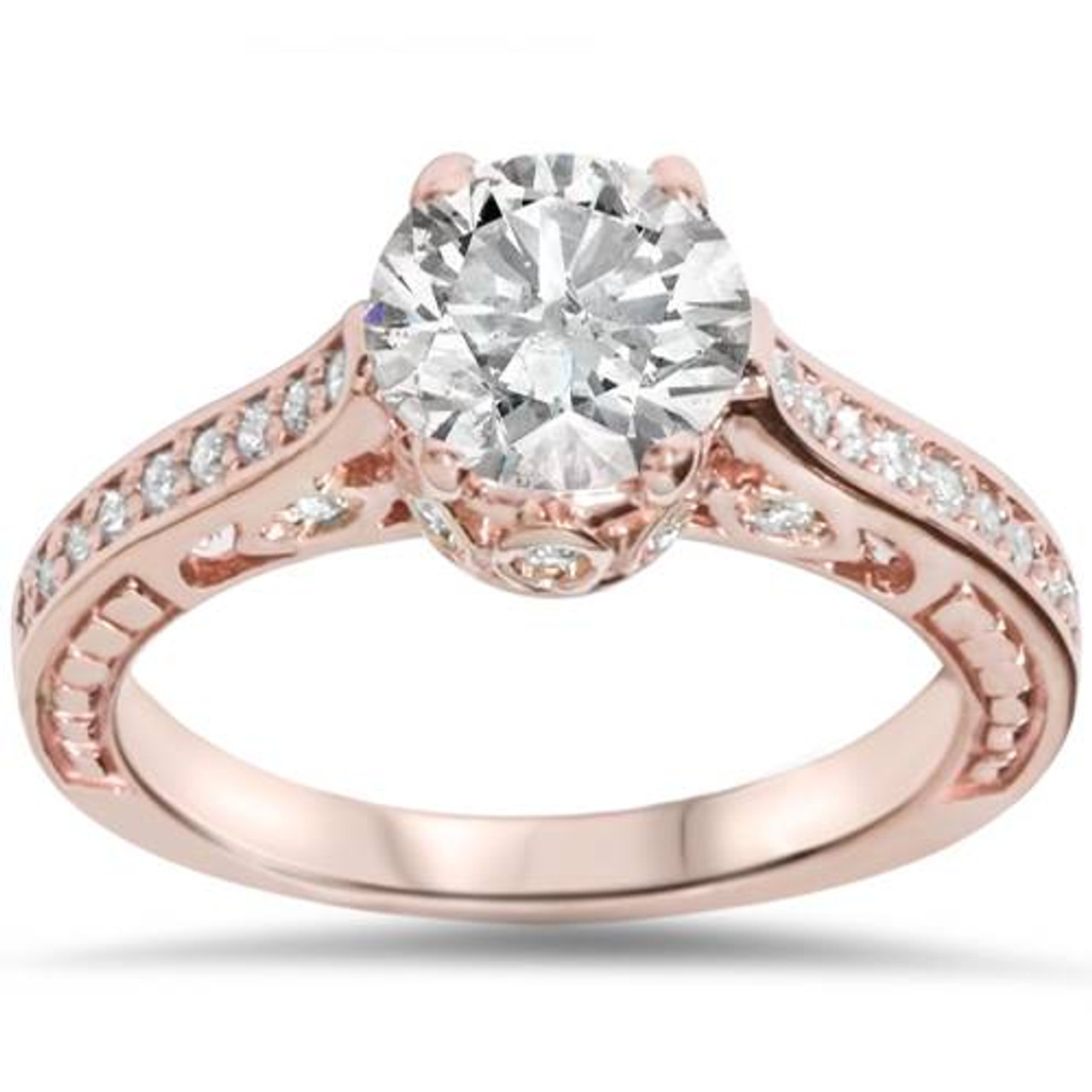 vintage rose gold enhanced deco engagement ring